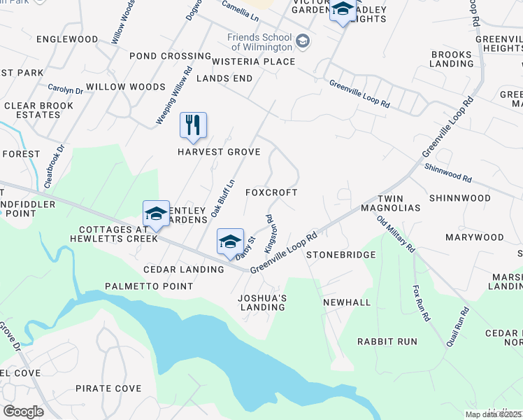 map of restaurants, bars, coffee shops, grocery stores, and more near 214 Bradford Road in Wilmington