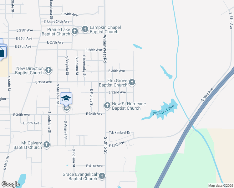 map of restaurants, bars, coffee shops, grocery stores, and more near 1518 East 32nd Avenue in Pine Bluff
