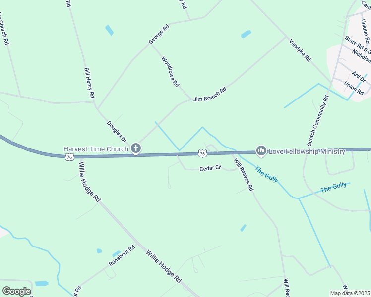 map of restaurants, bars, coffee shops, grocery stores, and more near 6816-6826 U.S. 76 in Mullins