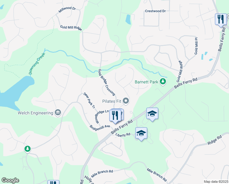 map of restaurants, bars, coffee shops, grocery stores, and more near 116 Gold Bridge Crossing in Canton