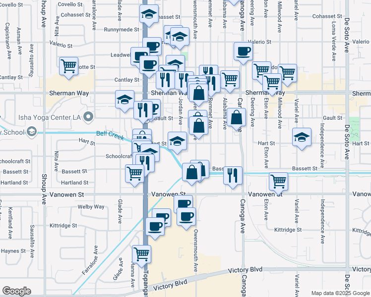 map of restaurants, bars, coffee shops, grocery stores, and more near in Los Angeles