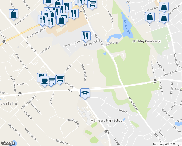 map of restaurants, bars, coffee shops, grocery stores, and more near 113 Crescent Road in Greenwood