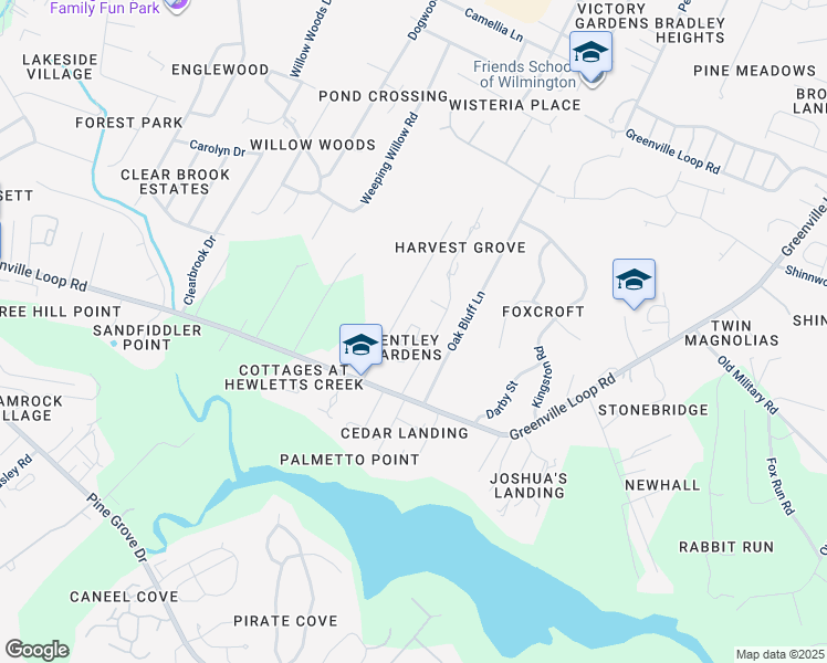 map of restaurants, bars, coffee shops, grocery stores, and more near 5804 Bentley Gardens Lane in Wilmington