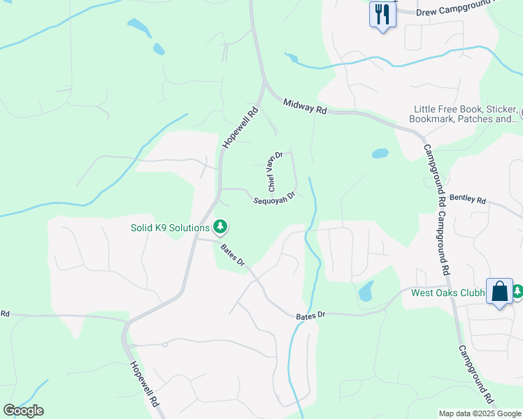 map of restaurants, bars, coffee shops, grocery stores, and more near 170 Sequoyah Drive in Alpharetta