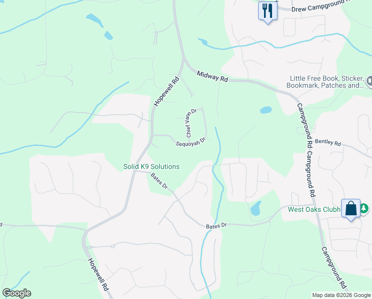 map of restaurants, bars, coffee shops, grocery stores, and more near 170 Sequoyah Drive in Alpharetta