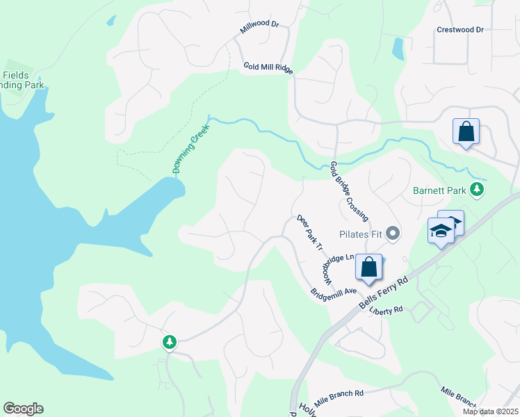 map of restaurants, bars, coffee shops, grocery stores, and more near 205 Deer Park Trail in Canton