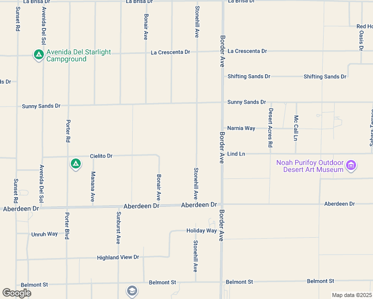 map of restaurants, bars, coffee shops, grocery stores, and more near 3170 Stonehill Avenue in Joshua Tree