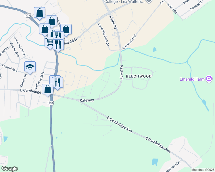 map of restaurants, bars, coffee shops, grocery stores, and more near 120 Canyon Drive in Greenwood