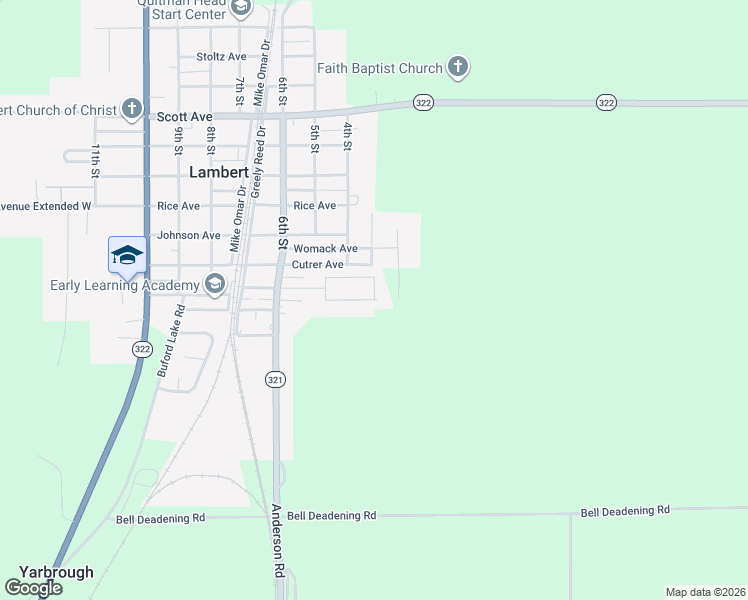 map of restaurants, bars, coffee shops, grocery stores, and more near Pine Street in Lambert