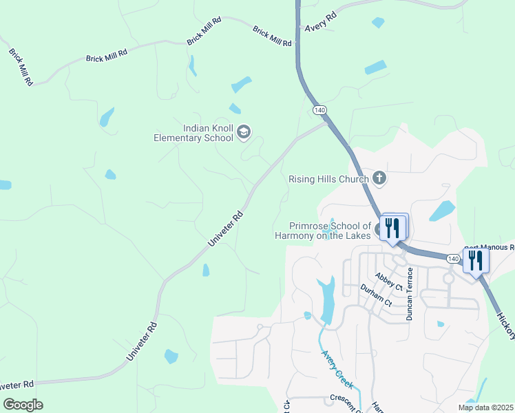 map of restaurants, bars, coffee shops, grocery stores, and more near 3568 Univeter Road in Canton