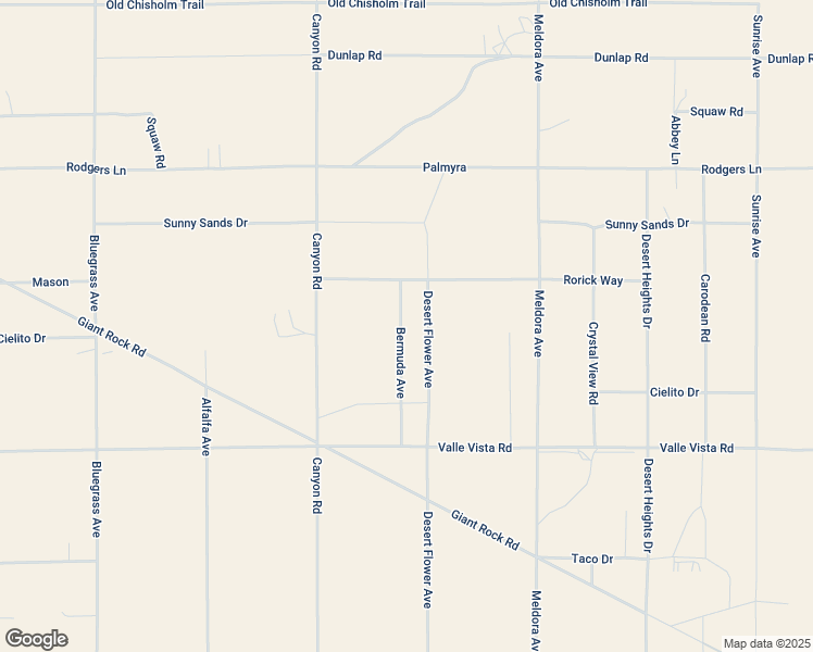 map of restaurants, bars, coffee shops, grocery stores, and more near 3054 Desert Flower Avenue in Twentynine Palms