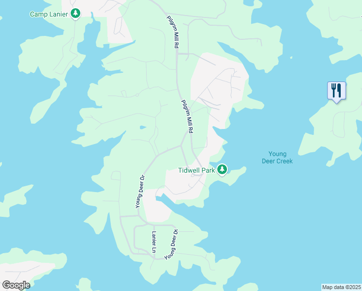 map of restaurants, bars, coffee shops, grocery stores, and more near 4725 Young Deer Drive in Cumming