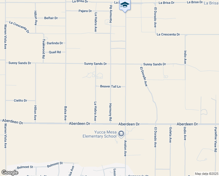 map of restaurants, bars, coffee shops, grocery stores, and more near 58383 Beaver Tail Lane in Yucca Valley