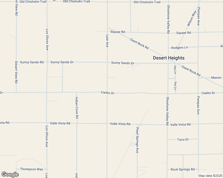 map of restaurants, bars, coffee shops, grocery stores, and more near 3090 Lear Avenue in Twentynine Palms