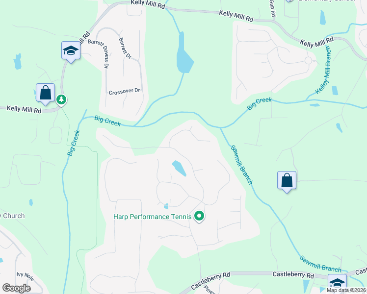 map of restaurants, bars, coffee shops, grocery stores, and more near 5210 Piney Grove Drive in Cumming