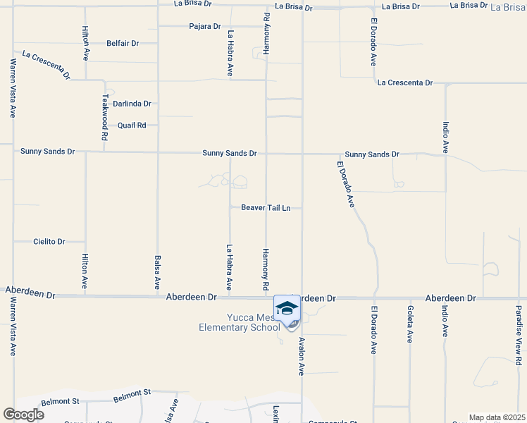 map of restaurants, bars, coffee shops, grocery stores, and more near 58383 Beaver Tail Lane in Yucca Valley