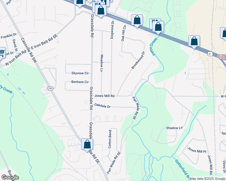 map of restaurants, bars, coffee shops, grocery stores, and more near 103 Dogwood Drive in Cartersville