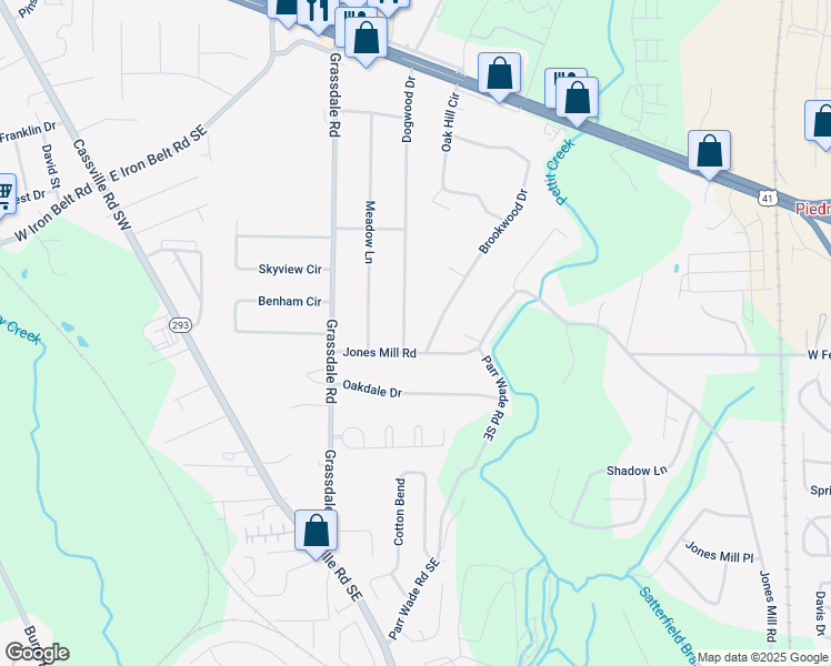 map of restaurants, bars, coffee shops, grocery stores, and more near 103 Dogwood Drive in Cartersville