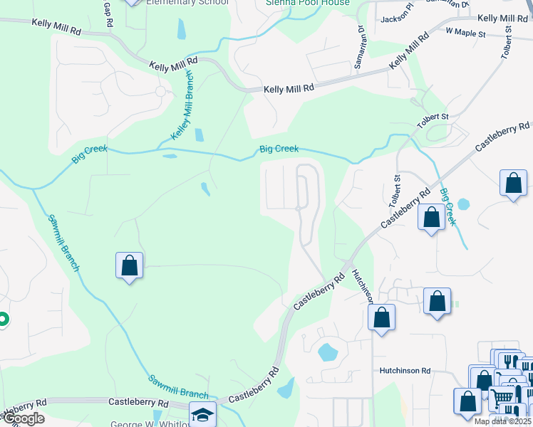 map of restaurants, bars, coffee shops, grocery stores, and more near 3845 Village Estates Court in Cumming