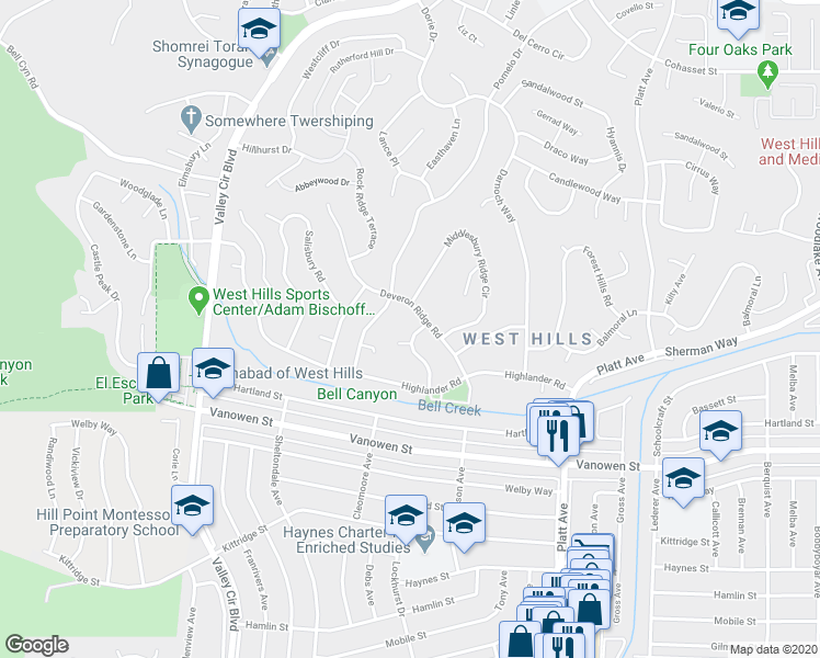 map of restaurants, bars, coffee shops, grocery stores, and more near 7015 Newgate Road in Los Angeles