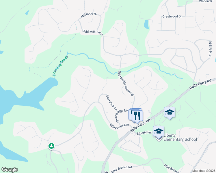 map of restaurants, bars, coffee shops, grocery stores, and more near 308 Meadow Lark Crossing in Canton