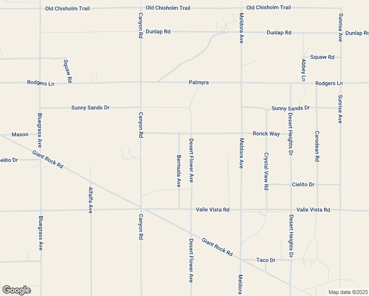 map of restaurants, bars, coffee shops, grocery stores, and more near 3054 Desert Flower Avenue in Twentynine Palms