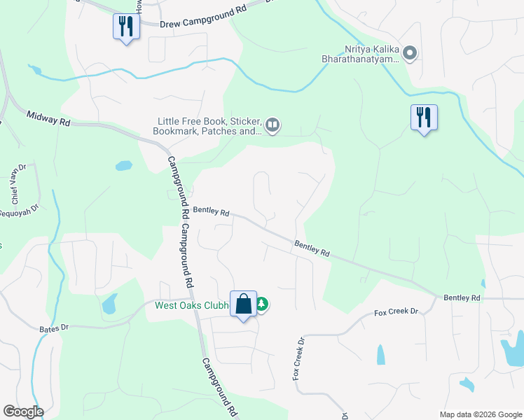 map of restaurants, bars, coffee shops, grocery stores, and more near 6530 Bentley Ridge Drive in Cumming