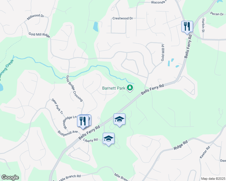 map of restaurants, bars, coffee shops, grocery stores, and more near 428 Redwood Trail in Canton