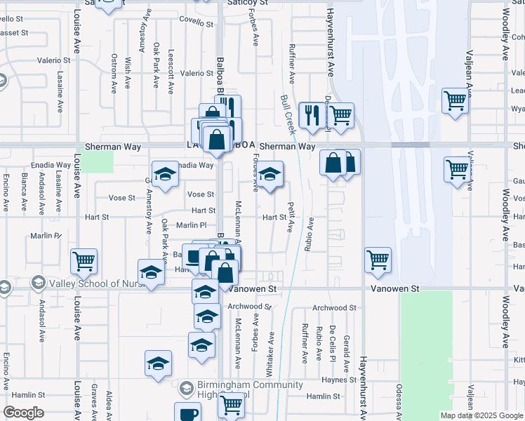 map of restaurants, bars, coffee shops, grocery stores, and more near 7012 Forbes Avenue in Los Angeles