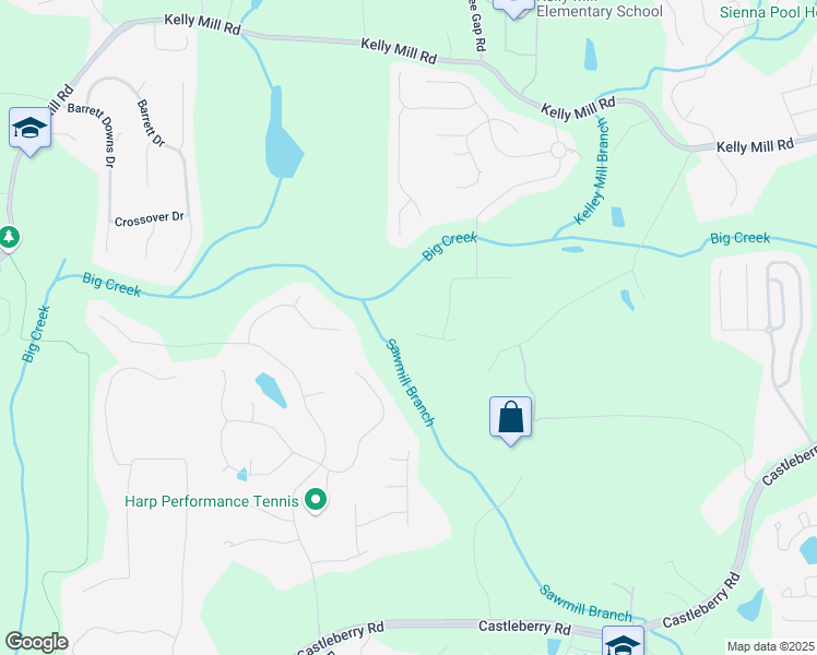 map of restaurants, bars, coffee shops, grocery stores, and more near 1450 Rainfall Court in Cumming