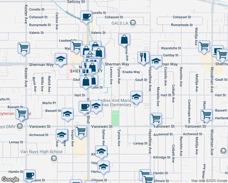 map of restaurants, bars, coffee shops, grocery stores, and more near 7010 Lennox Avenue in Los Angeles