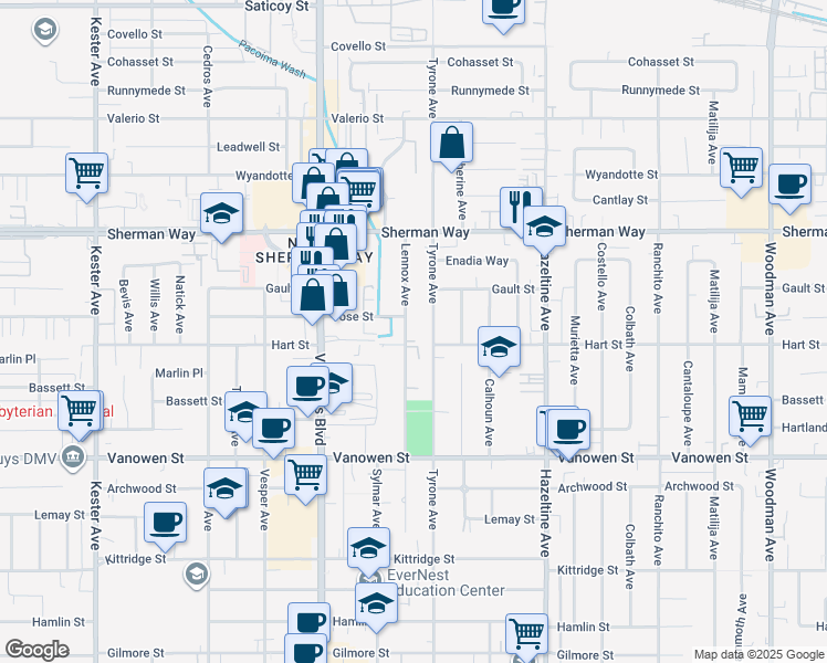 map of restaurants, bars, coffee shops, grocery stores, and more near 7010 Lennox Avenue in Los Angeles