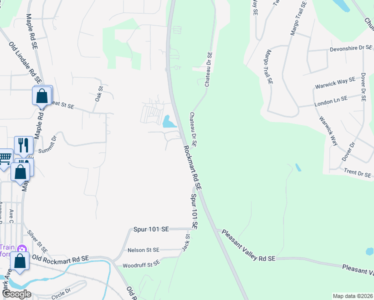map of restaurants, bars, coffee shops, grocery stores, and more near 4971 Rockmart Highway Southeast in Lindale