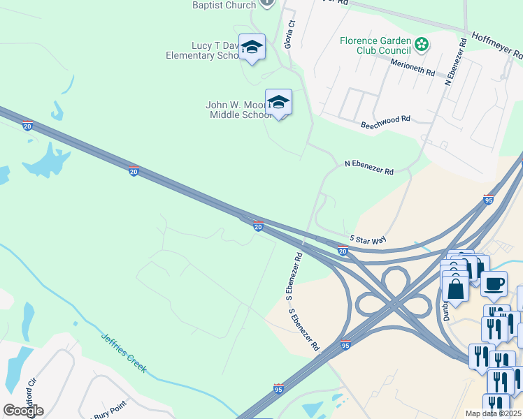 map of restaurants, bars, coffee shops, grocery stores, and more near in Florence