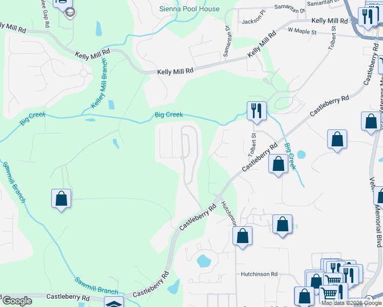 map of restaurants, bars, coffee shops, grocery stores, and more near 3534 Village Enclave Lane in Cumming