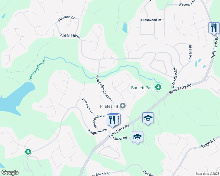 map of restaurants, bars, coffee shops, grocery stores, and more near 3085 Woodbridge Lane in Canton