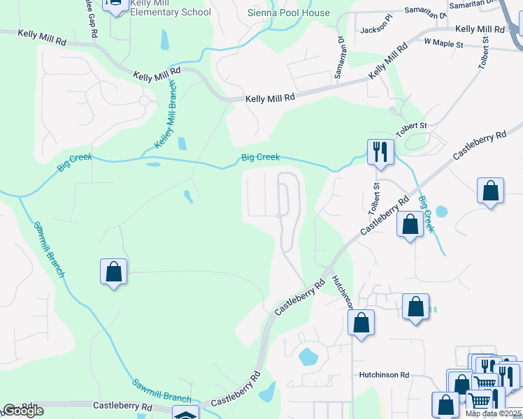 map of restaurants, bars, coffee shops, grocery stores, and more near 3815 Estates Path in Cumming