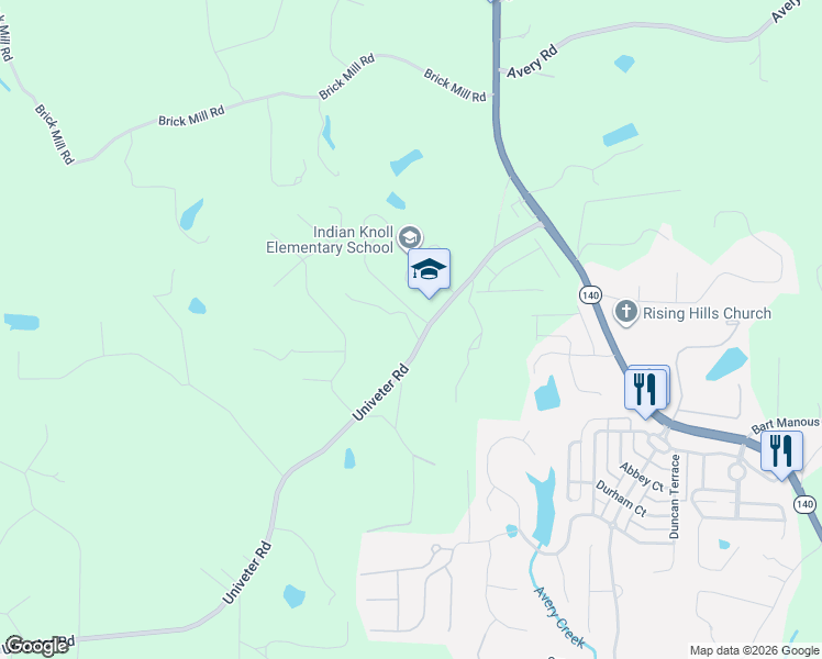 map of restaurants, bars, coffee shops, grocery stores, and more near 3635 Univeter Road in Canton