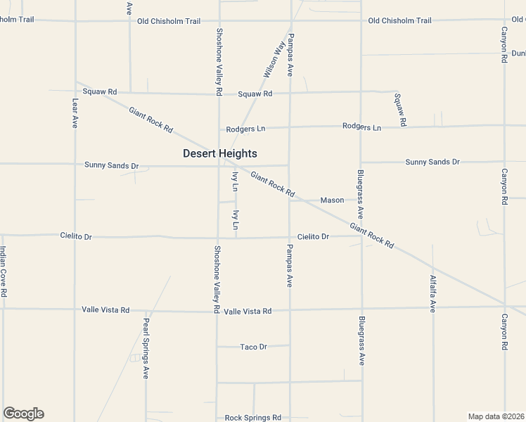 map of restaurants, bars, coffee shops, grocery stores, and more near 69833 Sunny Sands Drive in Twentynine Palms