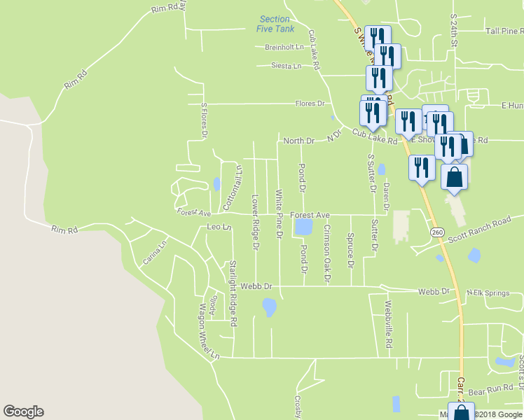map of restaurants, bars, coffee shops, grocery stores, and more near 6694 Forest Avenue in Navajo County