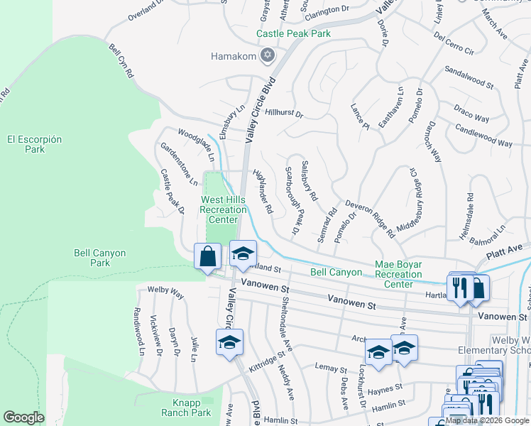 map of restaurants, bars, coffee shops, grocery stores, and more near 7001 Rivol Road in Los Angeles