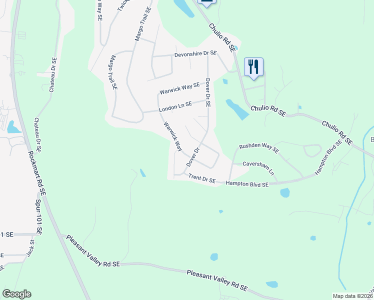 map of restaurants, bars, coffee shops, grocery stores, and more near 117 Warwick Way Southeast in Rome