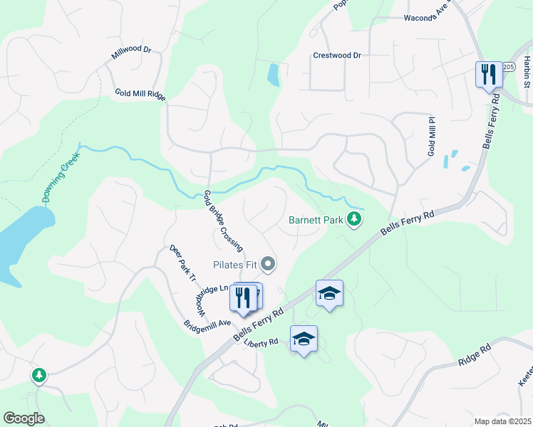 map of restaurants, bars, coffee shops, grocery stores, and more near 508 Millside Trail in Canton