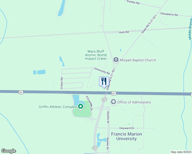 map of restaurants, bars, coffee shops, grocery stores, and more near 4712F University Road in Florence
