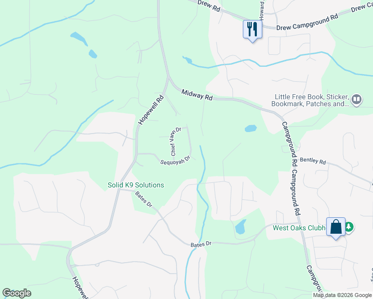 map of restaurants, bars, coffee shops, grocery stores, and more near 255 Sequoyah Drive in Alpharetta
