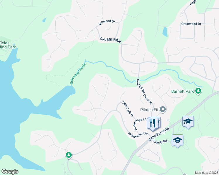 map of restaurants, bars, coffee shops, grocery stores, and more near 420 Lakepoint Trace in Canton