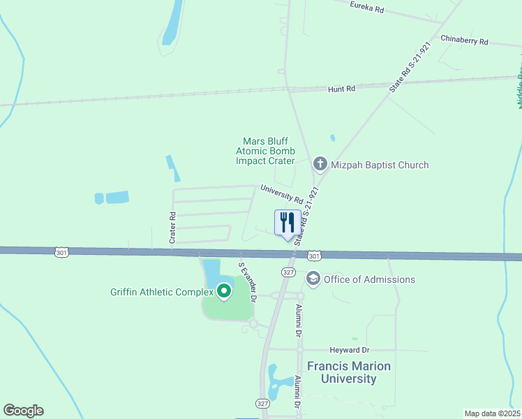 map of restaurants, bars, coffee shops, grocery stores, and more near 4712F University Road in Florence