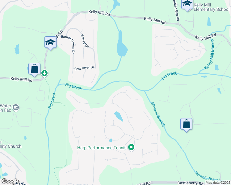 map of restaurants, bars, coffee shops, grocery stores, and more near 5355 Avonshire Lane in Cumming