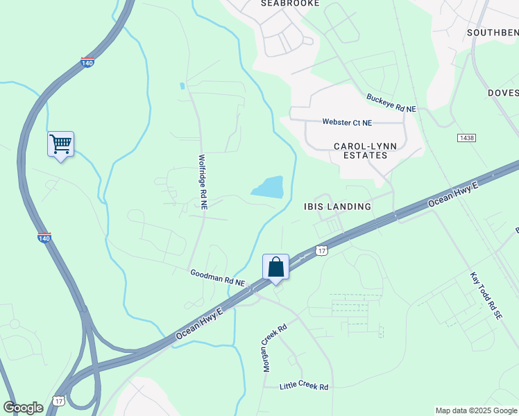map of restaurants, bars, coffee shops, grocery stores, and more near 7861 Crystal Lake Drive Northeast in Leland
