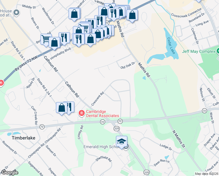 map of restaurants, bars, coffee shops, grocery stores, and more near 110 Kimbrook Drive in Greenwood